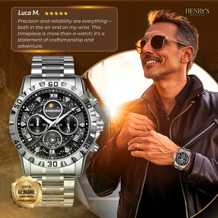 Luksusowy zegarek chronograf z metalową bransoletą
