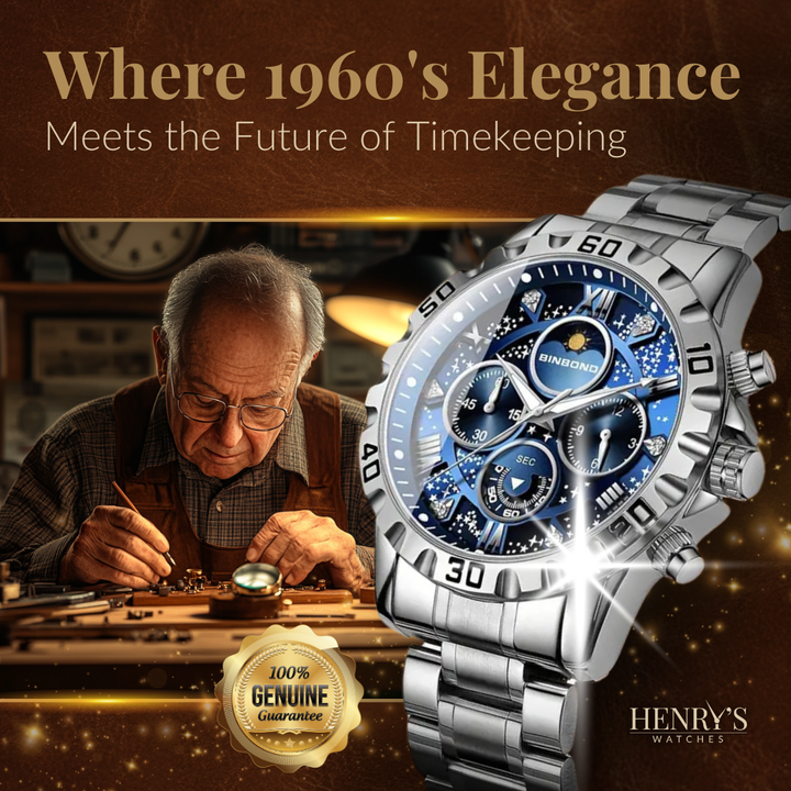 Luksusowy zegarek chronograf z metalową bransoletą